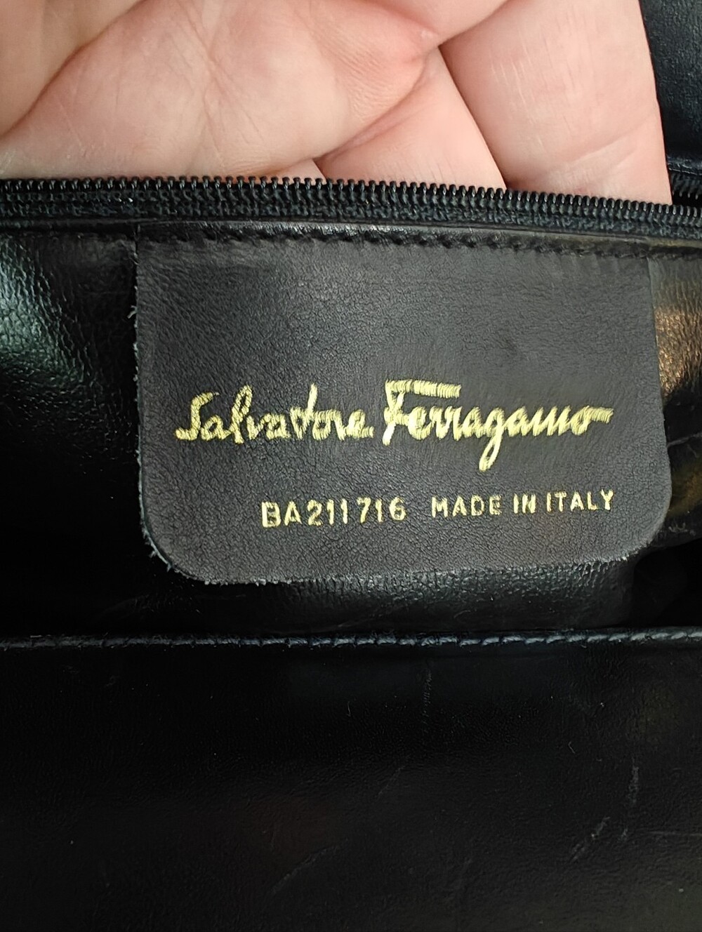 Salvatore Ferragamo Gancini Small Leather Hand Bag - Black with Gold Hardware - Picture 13 of 16